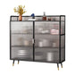 Polished Finish Metal Sideboard Glam Indoor Dining Server with Clear Glass Doors Clearhalo 'buffet_sideboard' 'Buffets & Sideboards' 'furn' 'furn_buffet_sideboard' 'Furniture' 'Kitchen & Dining Furniture' 1200x1200_b49f20e8-7ccd-4050-ac78-f7c098044a17