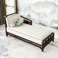 Traditional Style Cotton Chaise Lounge Bedroom Recessed Arms Chaise