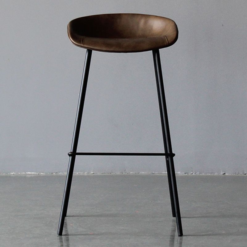 Industrial Leather Distressed Quilted Barstool Indoor Tall Stool with Bucket Seat Clearhalo 'Bar Furniture' 'Bar Stools' 'bar_stools' 'furniture_bar_stools' 'Kitchen & Dining Furniture' 'kitchen&dining_furn' 'kitchen' 'kitchen_furn' Furniture' 1200x1200_b4a0e5ce-08e5-4959-aa47-cea452c7855a