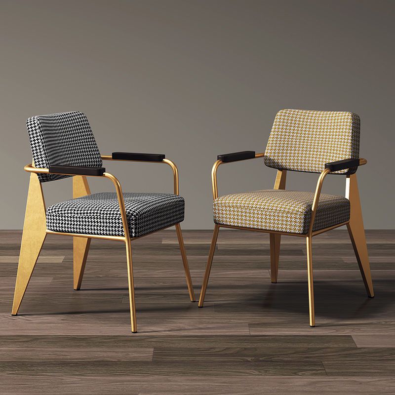 Glam Style Metal Arm Chair Open Back Dining Side Chair with Upholstered (Set of 3) Clearhalo 'Dining Chairs' 'Dining Tables & Seating' 'dining_chair' 'Furniture' 'furniture_dining_chair' 'Kitchen & Dining Furniture' 1200x1200_b4a1011a-4f09-41fd-bb6c-a745cefa9218