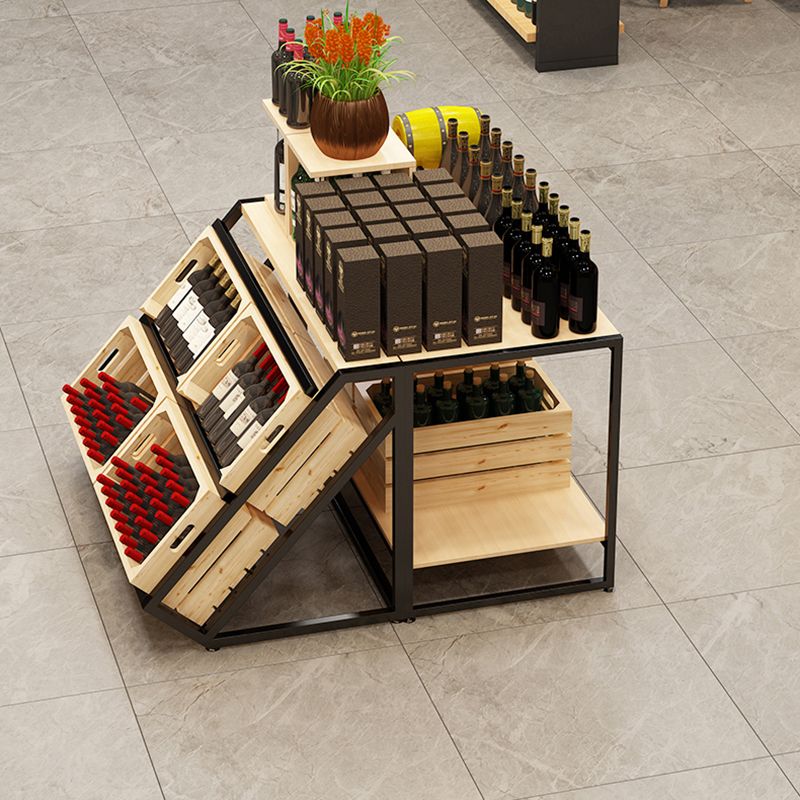 Freestanding Wooden Wine Rack Bottle Industrial Bottle Rack in Natural Wood Clearhalo 'furn' 'furn_wine_racks' 'Furniture' 'Kitchen & Dining Furniture' 'Wine Racks' 'wine_racks' 1200x1200_b4a1b064-5cd2-4a3c-98e6-ba3120df03d3