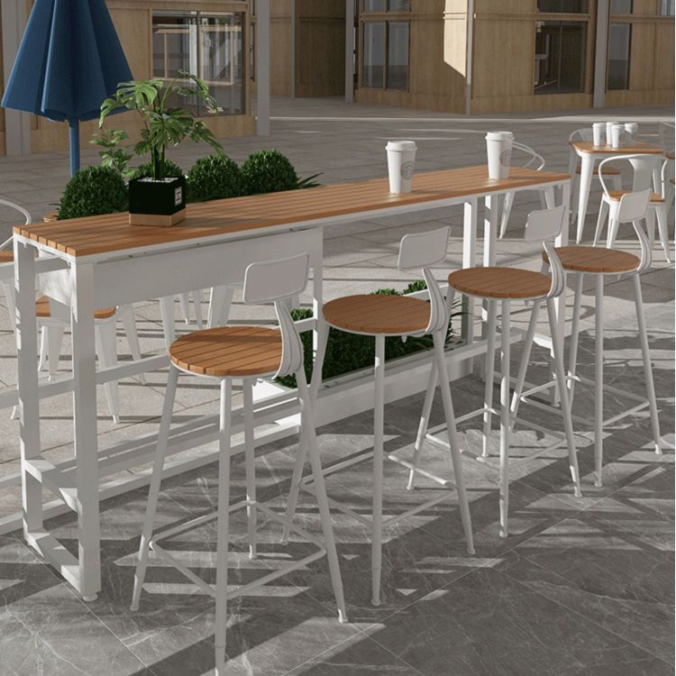 Table de table de bar en bois artificiel industriel 1/5 pièces comptoir table avec tabourets blancs
