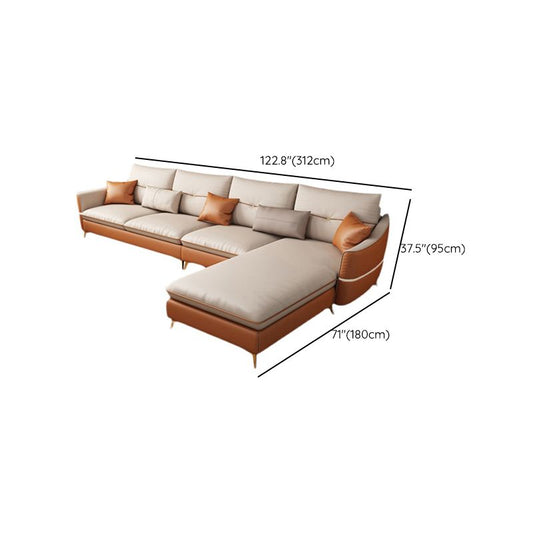 Scandinavo da 37,4 "H Fanux in pelle di divano e chaise per soggiorno per soggiorno