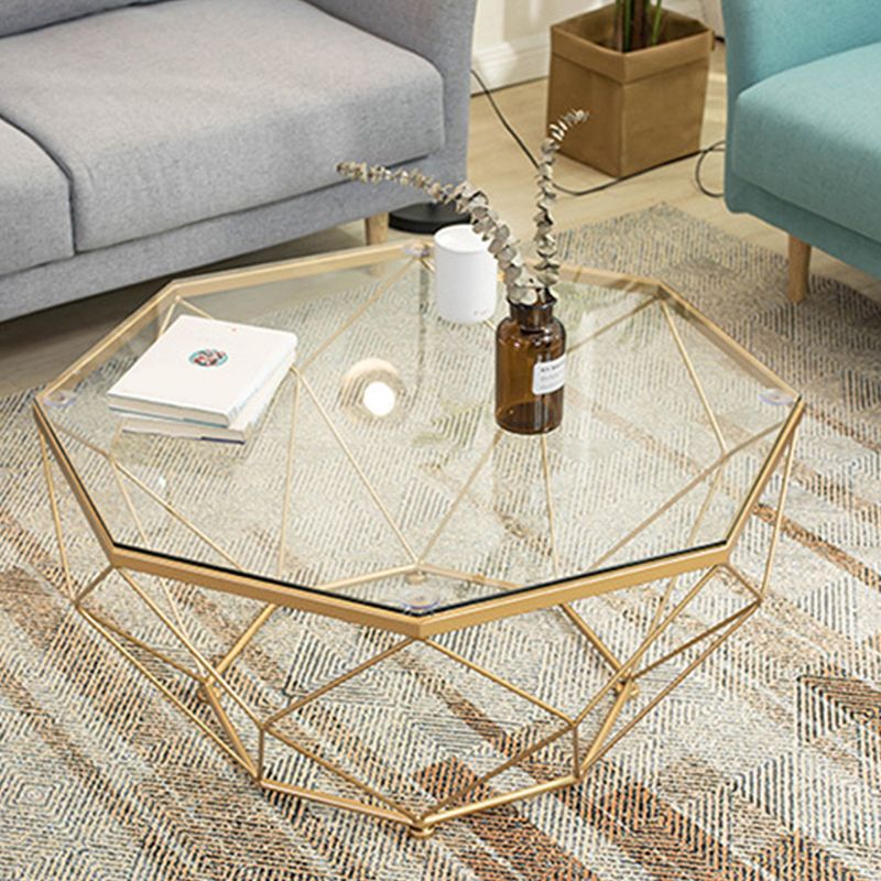 Tavolino moderno con top in vetro e tavolo da cocktail a base di cornice di ferro