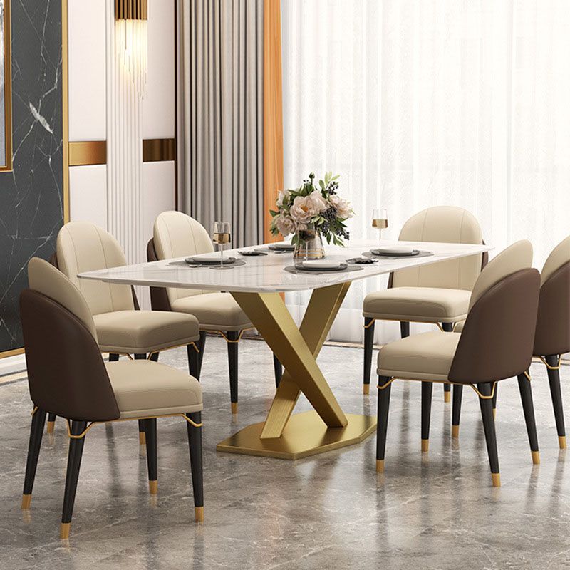 Luxury Dining Room Dinner Table Stone Rectangle Pedestal Dining Table Clearhalo 'Dining Tables & Seating' 'Dining Tables' 'dining_table' 'furn' 'furn_dining_table' 'Furniture' 'Kitchen & Dining Furniture' 1200x1200_b4a5749b-0ca1-41ad-908b-dde0ebb344b1