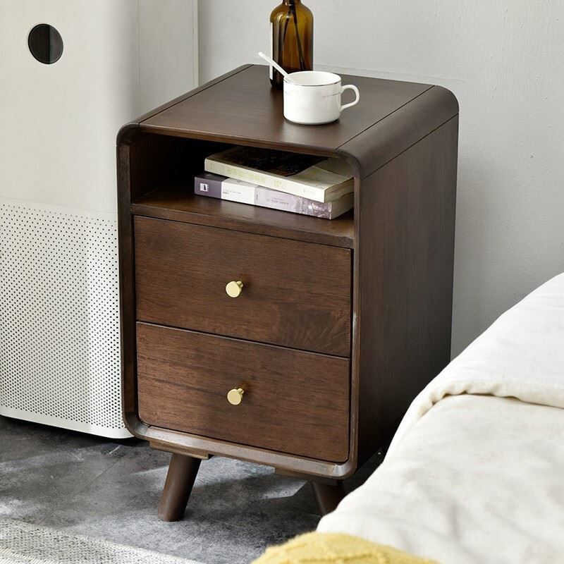 2 cajones 1 mesita de noche en la mesa nocturna de almacenamiento abierto moderna con piernas, 23.2 "de alto