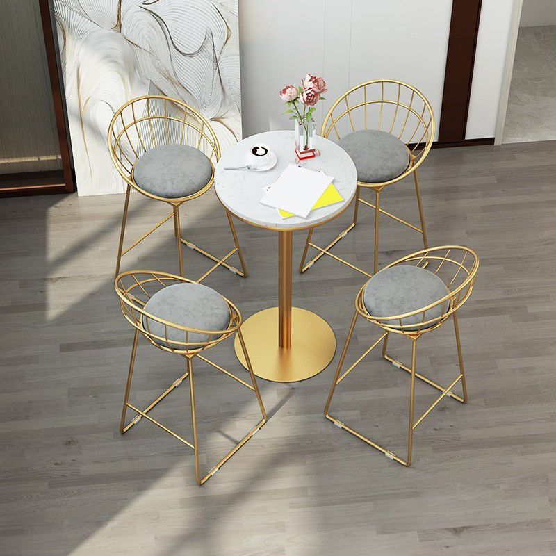 1/5 Pieces Glam Round Bar Table Set Bistro Set with White Faux Marble Top Clearhalo 'Bar Furniture' 'furn' 'furn_home_bar_bar_sets' 'Furniture' 'Home Bars & Bar Sets' 'home_bar_bar_sets' 'Kitchen & Dining Furniture' 1200x1200_b4a826b0-ff86-43d7-95d1-b5f88110c53d