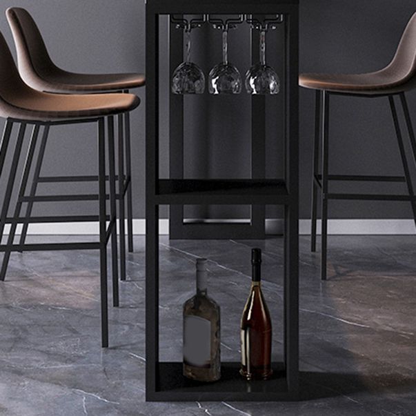 Moderner Bistro-Bartisch, rechteckiger Stehtisch aus Kunstmarmor mit Weinglashaltern