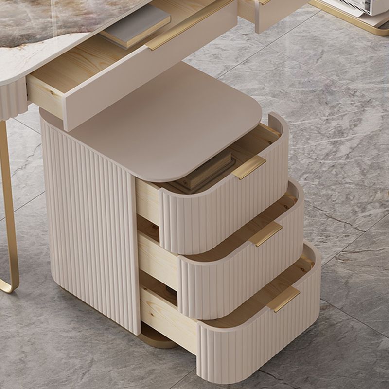 6 cassetti di scrittura di scrittura task desk a forma di rettangolare in bianco per l'ufficio