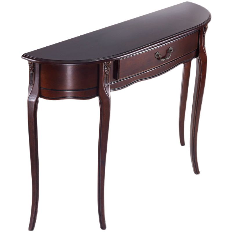 Console mezzaluna moderna di metà secolo in marrone bianco/scuro