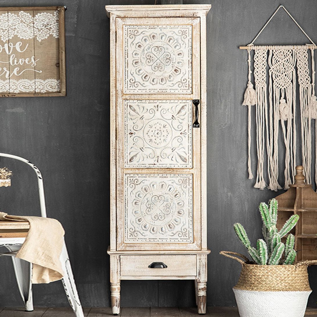 Industrial Rectangle Accent Cabinet Distressed Finish Fretwork Accent Cabinet Clearhalo 'Cabinets & Chests' 'cabinets_chests' 'furn' 'furn_cabinets_chests' 'Furniture' 'Living Room Furniture' 1200x1200_b4b08f9e-5d36-4964-8a94-b13b56ae755b