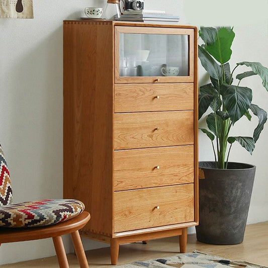 Moderna tavola di sideboard in legno domestico ribellatore rettangolo con porta di vetro