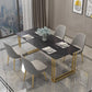 Glam Style Rectangle Stone Table for Restaurant Gold Sled Base Table Clearhalo 'Dining Tables & Seating' 'Dining Tables' 'dining_table' 'furn' 'furn_dining_table' 'Furniture' 'furniture_dining_table' 'Kitchen & Dining Furniture' 'kitchen' 'kitchen_dining_table' 1200x1200_b4b26aed-20b1-446f-b388-52e97f7ca3d2