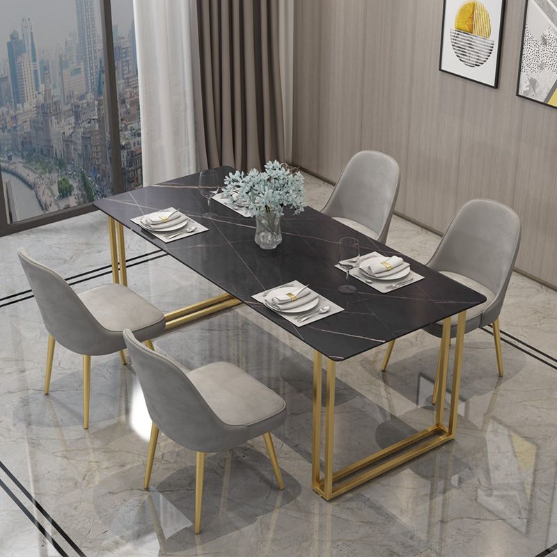 Glam Style Rectangle Stone Table for Restaurant Gold Sled Base Table Clearhalo 'Dining Tables & Seating' 'Dining Tables' 'dining_table' 'furn' 'furn_dining_table' 'Furniture' 'furniture_dining_table' 'Kitchen & Dining Furniture' 'kitchen' 'kitchen_dining_table' 1200x1200_b4b26aed-20b1-446f-b388-52e97f7ca3d2