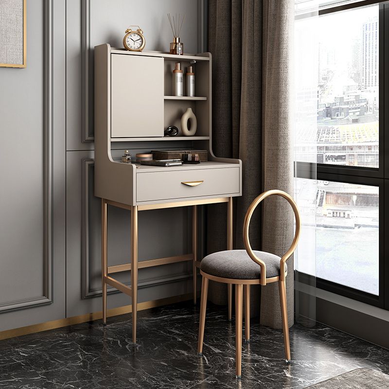 Glam metaal en houten make -up ijdelheid bureau witte/grijze make -up ijdelheid bureau tafel