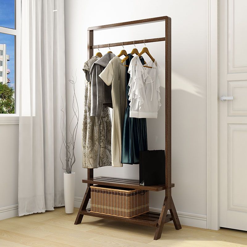 Contemporary Style Coat Hanger Double Shelves Solid Wood Coat Rack for Living Room Clearhalo 'Entry & Mudroom Furniture' 'furn' 'furn_hall_tree_coat_racks' 'Furniture' 'Hall Trees & Coat Racks' 'hall_tree_coat_racks' 1200x1200_b4b45eb7-726c-42ea-a359-dc6d8bccf695