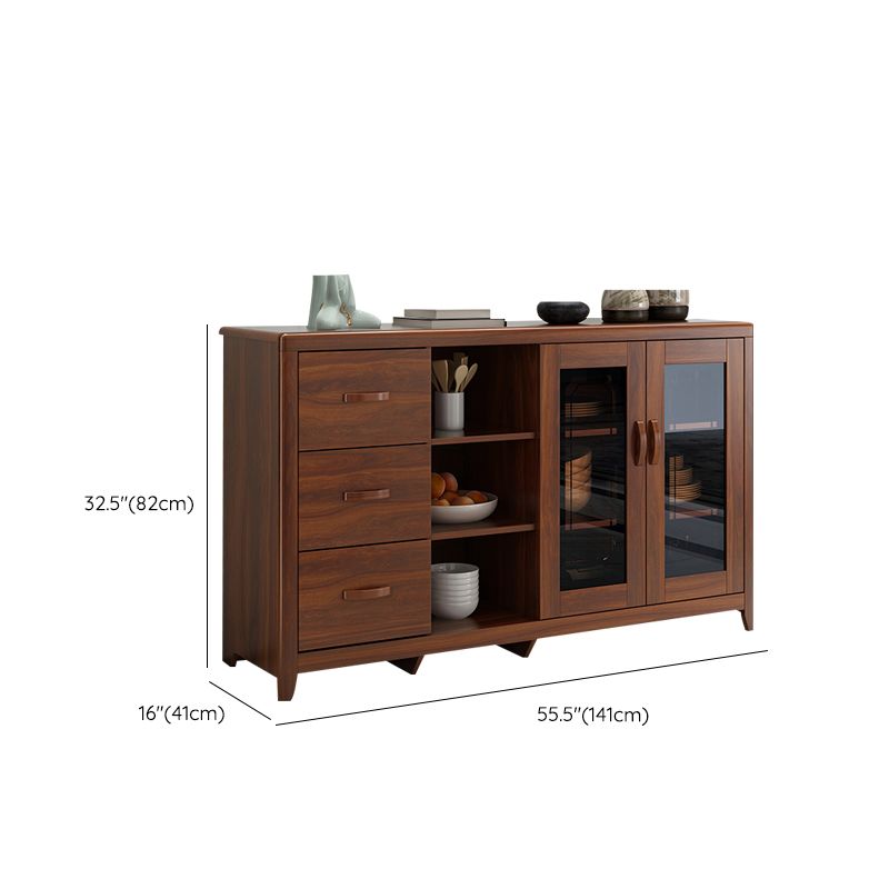 Porte in vetro da pranzo in legno moderno moderno in porcellana con cassetti