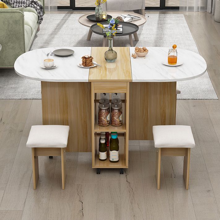 Solid Wood Mid-Century Oval Table Wood Top Table with Drop Leaf Clearhalo ' dining_table' 'Dining Tables & Seating' 'Dining Tables' 'furn' 'furn_dining_table' 'Furniture' 'furniture_dining_table' 'Kitchen & Dining Furniture' 'kitchen&dining_furn' 'kitchen' 'kitchen_dining_table' 1200x1200_b4b72da3-ef0a-42bc-a4a3-0616a67e3d0a