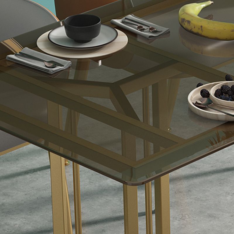 Rectangle Glass Dining Table Modern Style Dining Table with Gold Frame Clearhalo ' dining_table' 'Dining Tables & Seating' 'Dining Tables' 'furn' 'furn_dining_table' 'Furniture' 'furniture_dining_table' 'Kitchen & Dining Furniture' 'kitchen&dining_furn' 'kitchen' 'kitchen_dining_table' 1200x1200_b4b81d55-9e42-45b3-8a62-279abe9bdb24