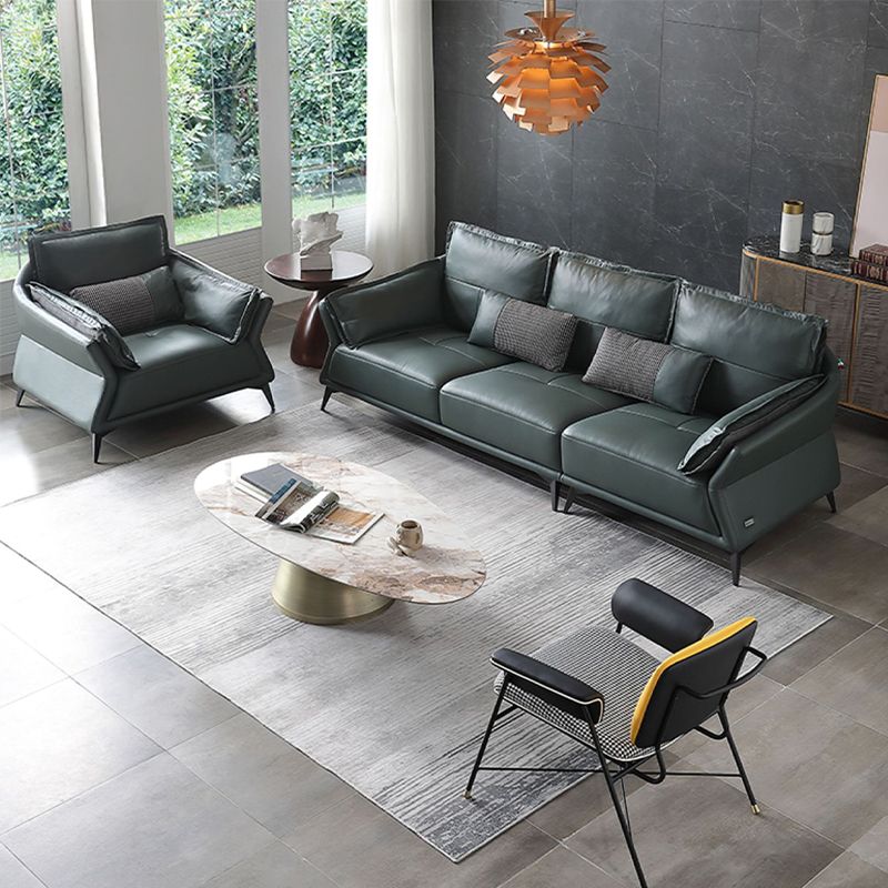 Interior Armrest Sponge Seat Leather/imitation Leather Filled Dark Green/orange Sofa Clearhalo 'furn' 'furn_sofas' 'Furniture' 'furniture_sofas' 'kitchen' 'kitchen_sofas' 'Living Room Furniture' 'Sofa' 'sofas' 1200x1200_b4b8270d-afce-4362-a3dc-dec97cf9e935
