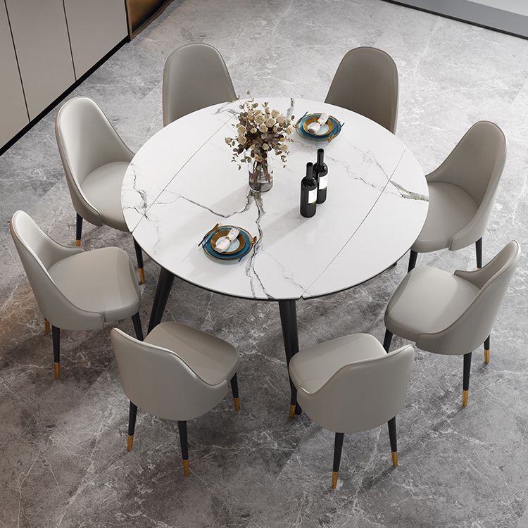 Sintered Stone Top Extendable Round Table for Restaurant Modern Dining Table with 4 Legs Clearhalo ' dining_table' 'Dining Tables & Seating' 'Dining Tables' 'furn' 'furn_dining_table' 'Furniture' 'furniture_dining_table' 'Kitchen & Dining Furniture' 'kitchen&dining_furn' 'kitchen' 'kitchen_dining_table' 1200x1200_b4b82754-4e44-4c1c-8119-d710d4409b2b