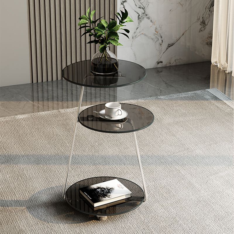 22.83 inch Tall Frame Side Table Modern Round Glass Side End Table