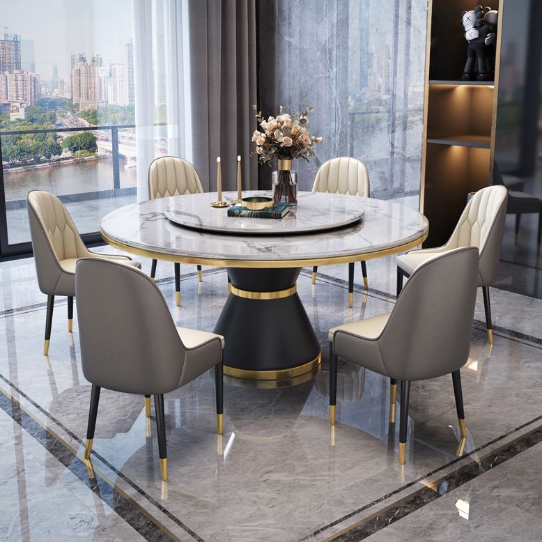 Metal Modern Round Indoor Table Sintered Stone Dining Table for Kitchen and Dining Room Clearhalo ' dining_table' 'Dining Tables & Seating' 'Dining Tables' 'furn' 'furn_dining_table' 'Furniture' 'furniture_dining_table' 'Kitchen & Dining Furniture' 'kitchen&dining_furn' 'kitchen' 'kitchen_dining_table' 1200x1200_b4b9de26-b542-4c7f-80ec-c652e4e453a8