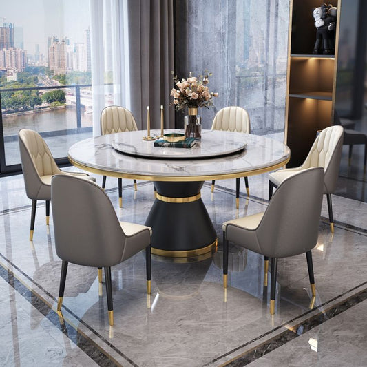 Metal Modern Round Indoor Table Sintered Stone Dining Table for Kitchen and Dining Room