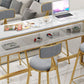 Glam Rectangle Faux Marble Bistro Table Indoor Iron Bar Dining Table with Trestle Pedestal Clearhalo 'Bar Furniture' 'Bar Tables' 'bar_tables' 'furn' 'furn_bar_tables' 'Furniture' 'furniture_bar_tables' 'Kitchen & Dining Furniture' 1200x1200_b4bc6e47-d41e-4d0b-ad20-03754cae62ee