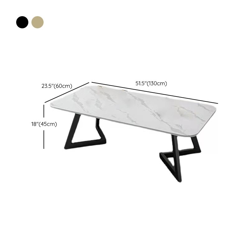 Glam Style Rectangle Slate Coffee Table 17.7"H Iron Sled Cocktail Table Clearhalo 'Coffee & Accent Tables' 'Coffee Tables' 'coffee_tables' 'furn' 'furn_coffee_tables' 'Furniture' 'Living Room Furniture' 1200x1200_b4bcc9fe-df16-4c60-a646-4551af08607f