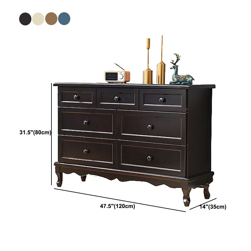 Midden-eeuwse moderne houten accentkist met laden 13,77 "brede zijkast