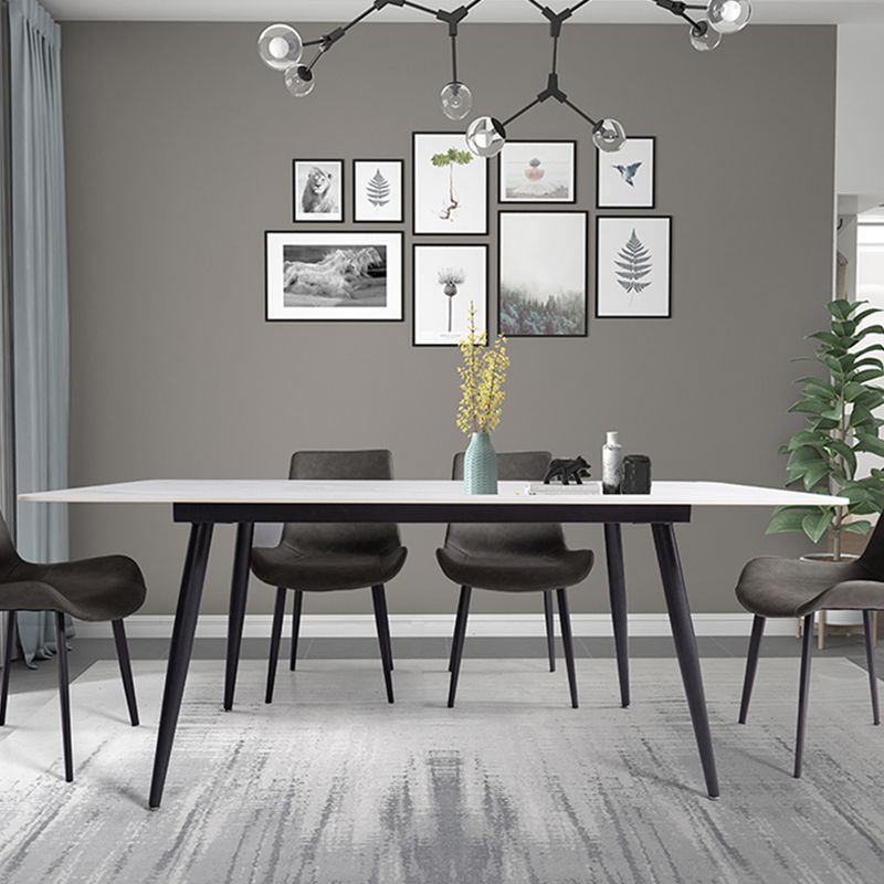 Rectangle Two-Color Dining Table Sintered Stone Table Industrial with 4 Legs Clearhalo ' dining_table' 'Dining Tables & Seating' 'Dining Tables' 'furn' 'furn_dining_table' 'Furniture' 'furniture_dining_table' 'Kitchen & Dining Furniture' 'kitchen&dining_furn' 'kitchen' 'kitchen_dining_table' 1200x1200_b4c09a90-240f-4745-8918-2c403b7c266d