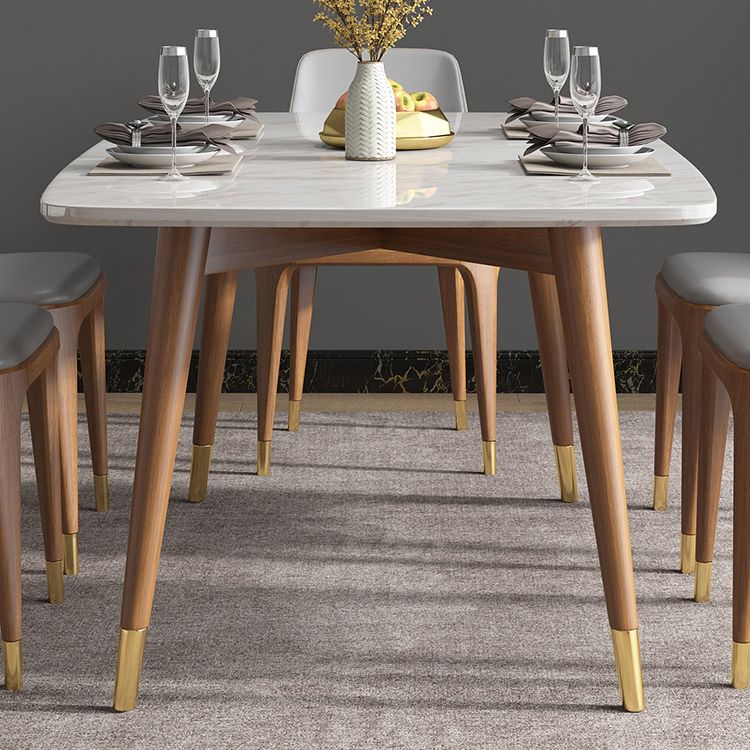 Nordic Ash White Rock Board Rectangular Dining Table Set with 4 Legs Base Clearhalo 'Dining Room Sets' 'Dining Tables & Seating' 'dining_room_set' 'furn' 'furn_dining_room_set' 'Furniture' 'furniture_dining_room_set' 'Kitchen & Dining Furniture' 'kitchen&dining_furn' 'kitchen' 1200x1200_b4c4394e-c689-4743-ae73-1359fd8431e5