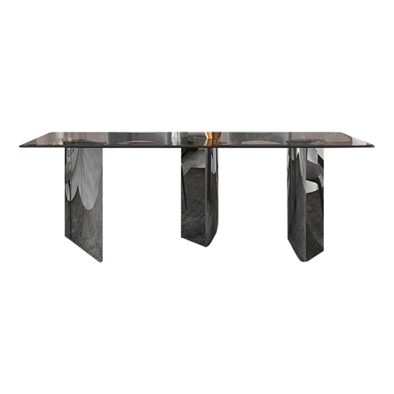 Modern Glass Dining Table Rectangle Tabletop with Glass Legs