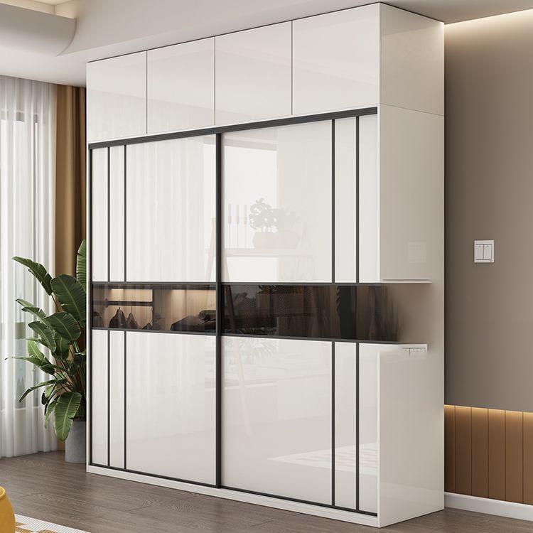 White Colour Wooden Wardrobe Cloth Rod Included Wardrobe Closet with Shelves Clearhalo 'Armoires & Wardrobes' 'armoires_wardrobes' 'Bedroom Furniture' 'furn' 'furn_armoires_wardrobes' 'Furniture' 1200x1200_b4c73049-bf63-4067-a128-01f25bfdbb2c