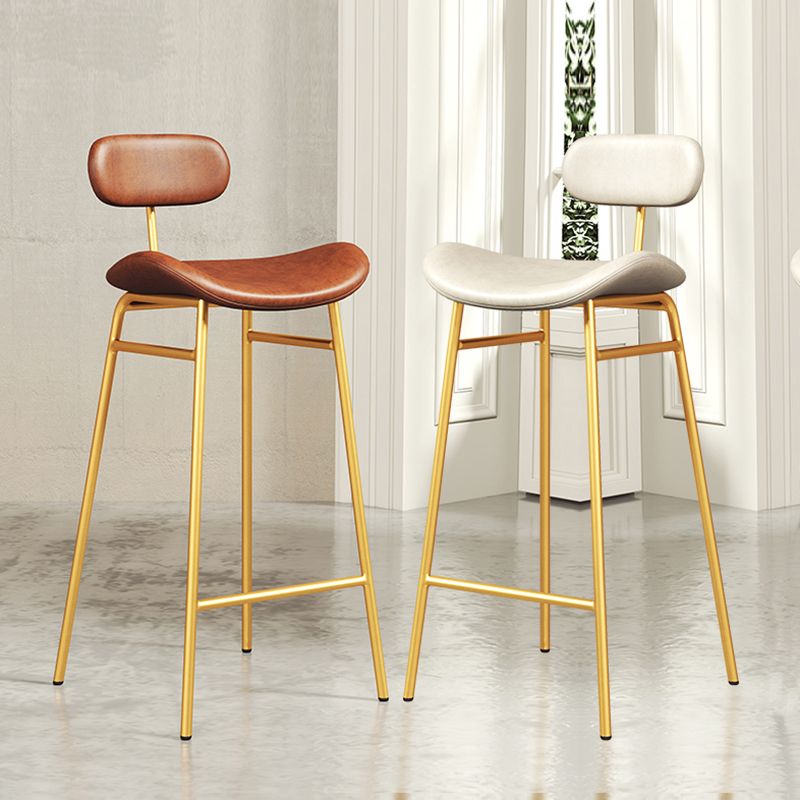 Faux Leather Bar Stools Scandinavian Low Back Armless Barstool with 4 Iron Legs Clearhalo 'Bar Furniture' 'Bar Stools' 'bar_stools' 'furn' 'furn_bar_stools' 'Furniture' 'Kitchen & Dining Furniture' 1200x1200_b4c8a054-dbe6-4f60-ba1c-857ea7606408
