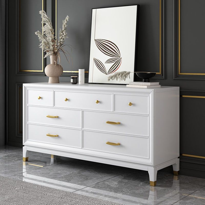 Commode en bois massif avec coffre de rangement Classic Glam de 17,55 pouces avec 5/7/9 tiroirs