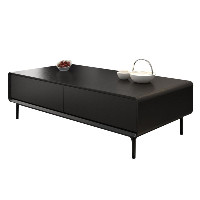 Rechteckiges Metall 4 -Bein Basis -Design Holztisch mit Schubladen Couchtisch