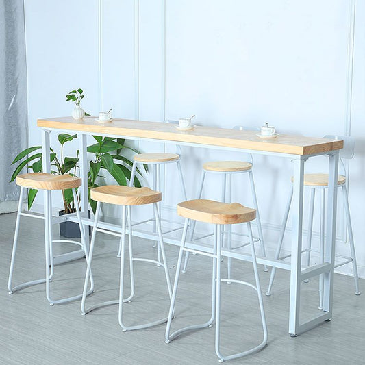 Modern Rectangle Bar Table Wood Bar Height Table with Iron Base in White, Only Table Clearhalo 'Bar Furniture' 'Bar Tables' 'bar_tables' 'furn' 'furn_bar_tables' 'Furniture' 'furniture_bar_tables' 'Kitchen & Dining Furniture' 'kitchen&dining_furn' 'kitchen' 1200x1200_b4ca938c-86a9-4fc9-a789-e1e0a90e7714