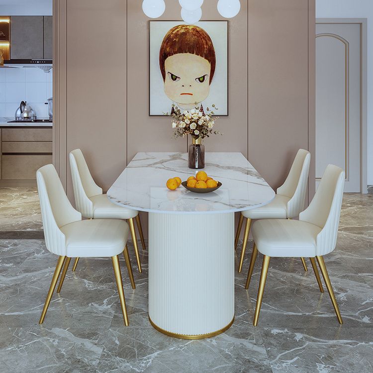 Stone Top Dining Table Modern Dining Table with Double Pedestal Base Clearhalo 'Dining Tables & Seating' 'Dining Tables' 'dining_table' 'furn' 'furn_dining_table' 'Furniture' 'Kitchen & Dining Furniture' 1200x1200_b4ca9a80-a5d1-4df2-86dc-8f20436d8c5f