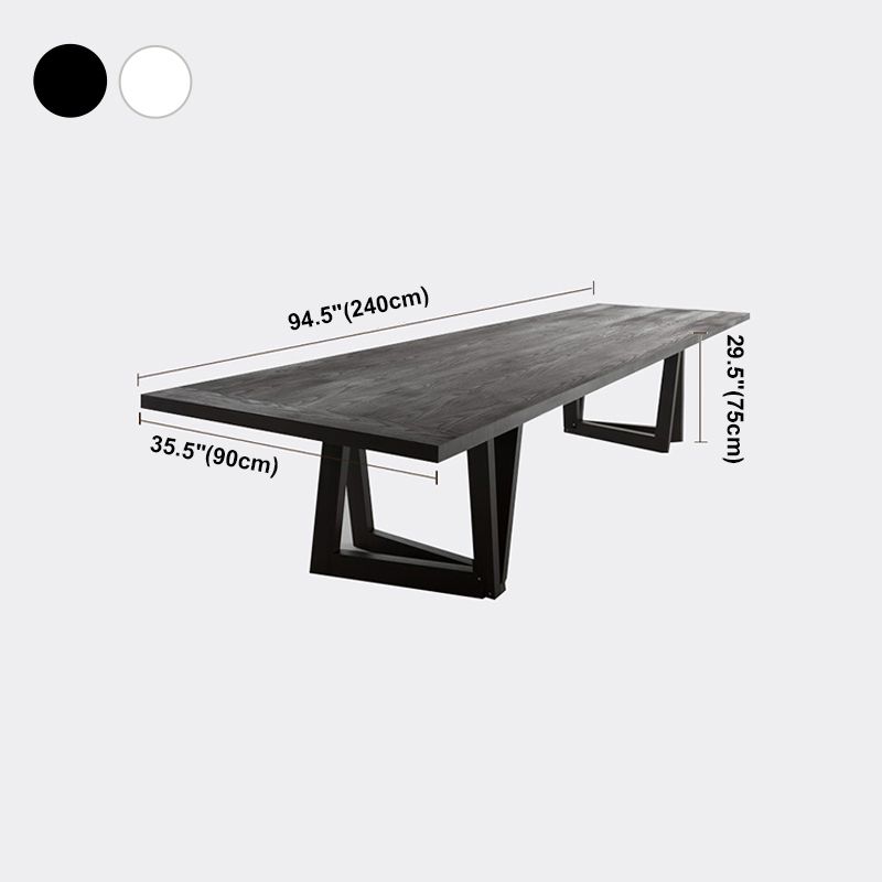 Industrial Pine Wood Table for Restaurant Rectangle Dining Table with Double Pedestal Base Clearhalo ' dining_table' 'Dining Tables & Seating' 'Dining Tables' 'furn' 'furn_dining_table' 'Furniture' 'furniture_dining_table' 'Kitchen & Dining Furniture' 'kitchen&dining_furn' 'kitchen' 'kitchen_dining_table' 1200x1200_b4cbc45b-323f-4fed-a370-135b78cc0038