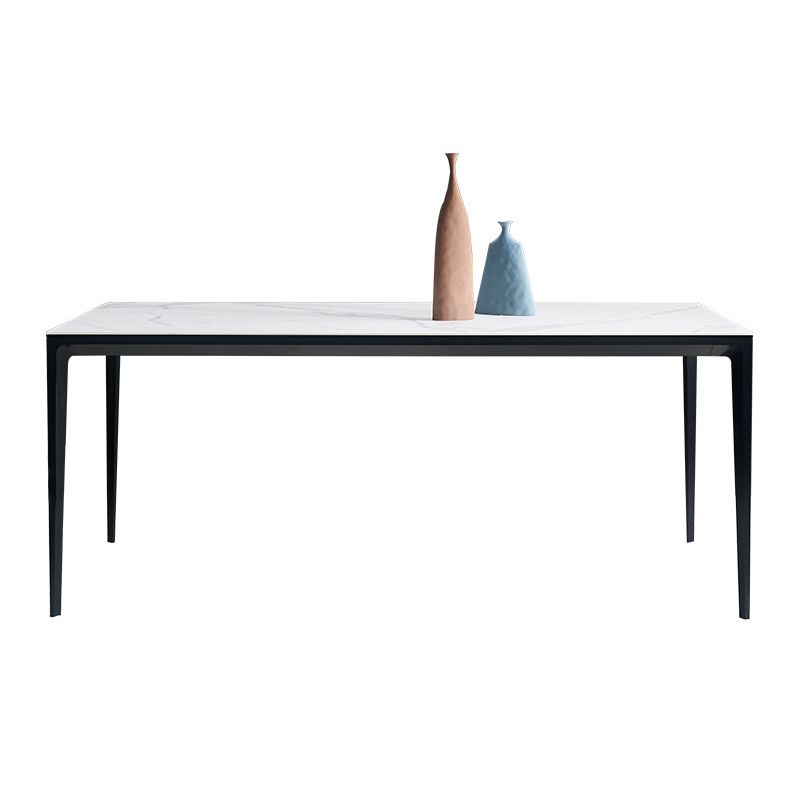 Modern Rectangle Dining Table Sintered Stone Dining Table with 4 Metal Legs Clearhalo ' dining_table' 'Dining Tables & Seating' 'Dining Tables' 'Furniture' 'furniture_dining_table' 'Kitchen & Dining Furniture' 'kitchen&dining_furn' 'kitchen' 'kitchen_dining_table' 1200x1200_b4cc389b-7f89-41ce-9f98-e98157949987