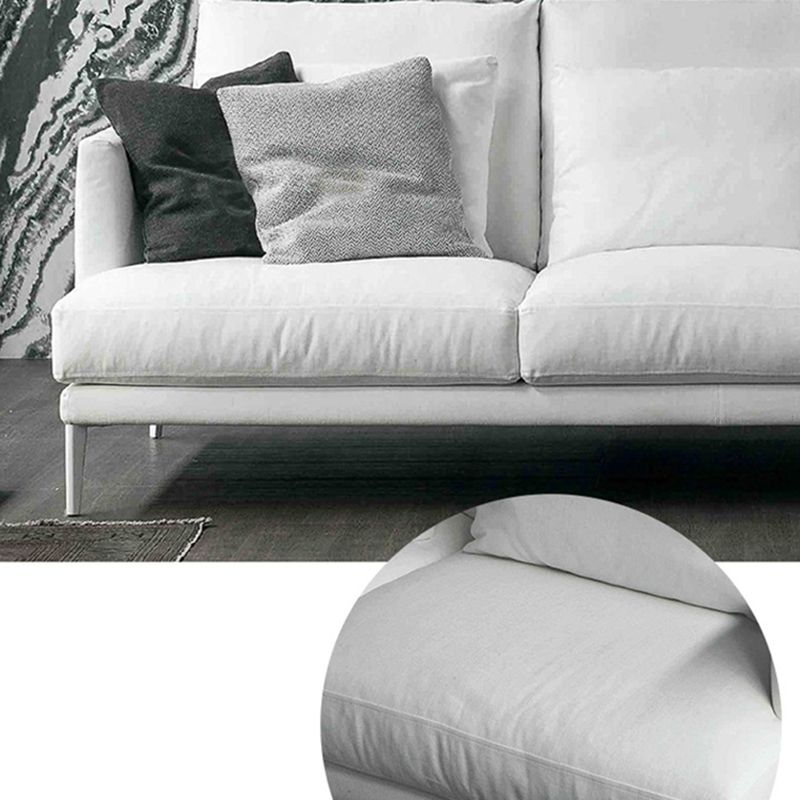 Black/White 3-seat Fabric Sofa Square Arm Sofa with Bolster Pillows