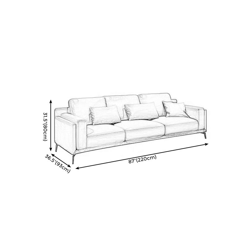 Square Arm Grey Pillowed Back Cushions Splayed Wooden Legs Sofa Clearhalo 'furn' 'furn_sectionals' 'Furniture' 'furniture_sectionals' 'kitchen' 'kitchen_sectionals' 'Living Room Furniture' 'Sectionals' 1200x1200_b4cda37d-530c-42cd-acc4-3cbf61dfbb50
