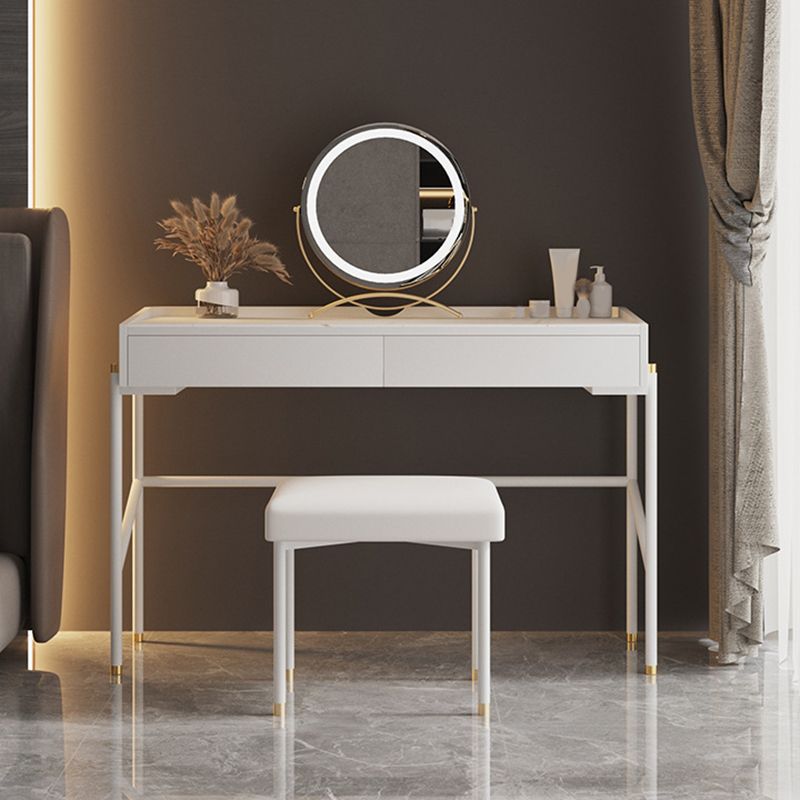 2 Drawers Makeup Table Desk Contemporary White Solid Wood Vanity Clearhalo 'Bedroom Furniture' 'furn' 'furn_makeup_vanities' 'Furniture' 'Makeup Vanities' 'makeup_vanities' 1200x1200_b4ce7832-81da-4e1e-a578-e3b1e4efcc24