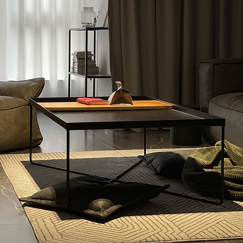 Modern Style Cross Table Base Wrought Iron Black Square & Rectangular Coffee Table Clearhalo 'Coffee & Accent Tables' 'Coffee Tables' 'coffee_tables' 'furn' 'furn_coffee_tables' 'Furniture' 'furniture_coffee_tables' 'Living Room Furniture' 1200x1200_b4d01495-cbef-48ab-adbe-c7828fc72dcf