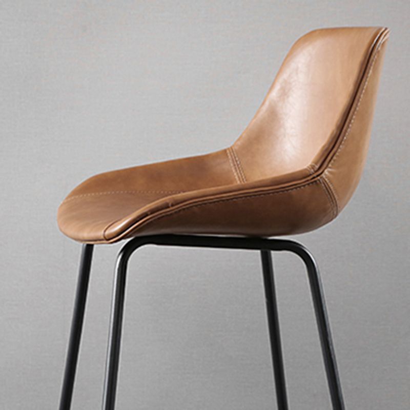 Metal Legs Bucket Bar Stool Industrial Faux Leather Armless Counter Stool Clearhalo 'Bar Furniture' 'Bar Stools' 'bar_stools' 'furn' 'furn_bar_stools' 'Furniture' 'Kitchen & Dining Furniture' 1200x1200_b4d3cf8e-8f89-4141-9a83-04780bc0a30c