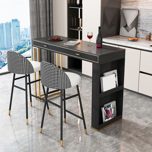 Kitchen Stone Top Counter Table Metal Base 42-inch Height Contemporary Bar Table Clearhalo 'Bar Furniture' 'Bar Tables' 'bar_tables' 'furn' 'furn_bar_tables' 'Furniture' 'furniture_bar_tables' 'Kitchen & Dining Furniture' 1200x1200_b4d443d5-8dd3-43f5-87f2-76e7509d8819