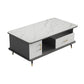 Table basse rectangulaire en ardoise avec tiroirs de rangement