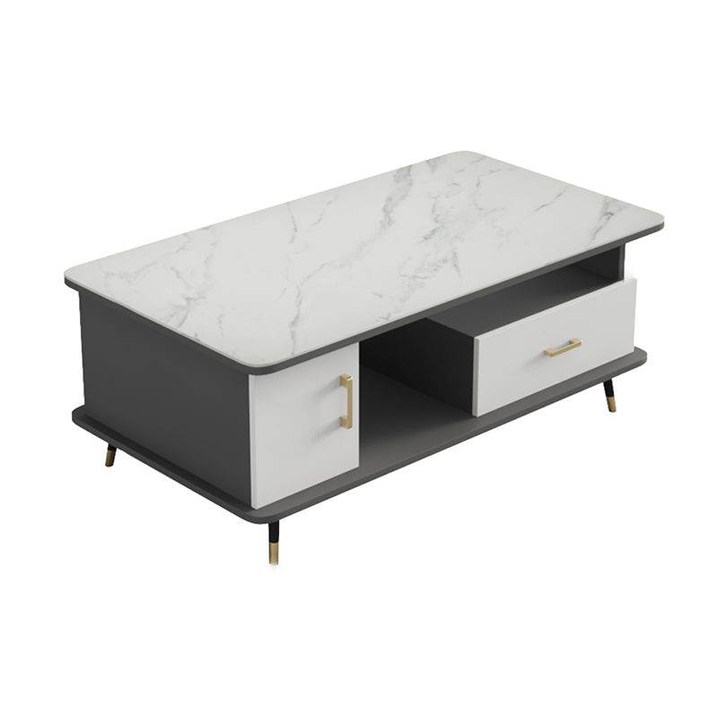 Table basse rectangulaire en ardoise avec tiroirs de rangement